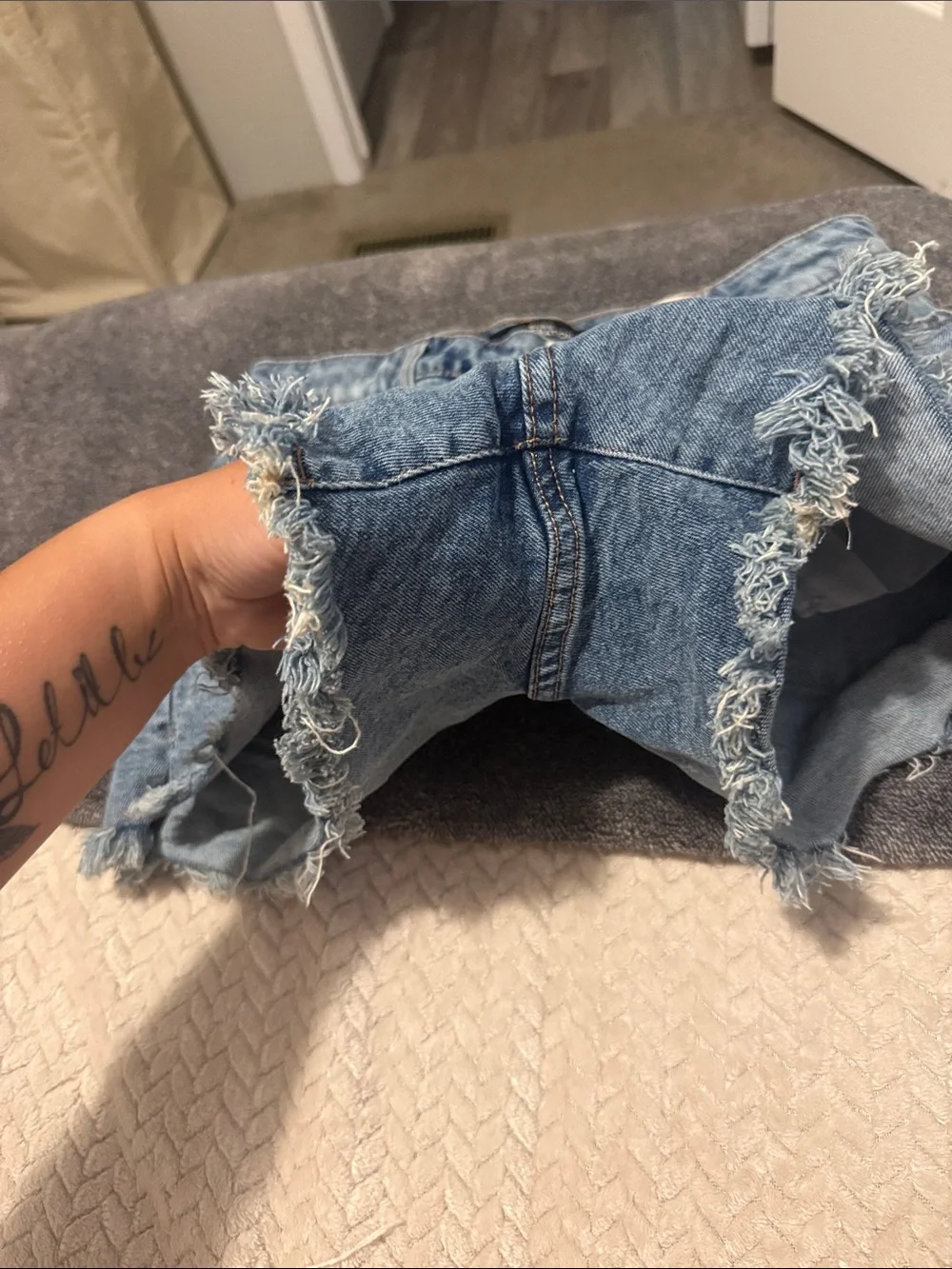 BCBGeneration Light Blue Distressed Denim Shorts